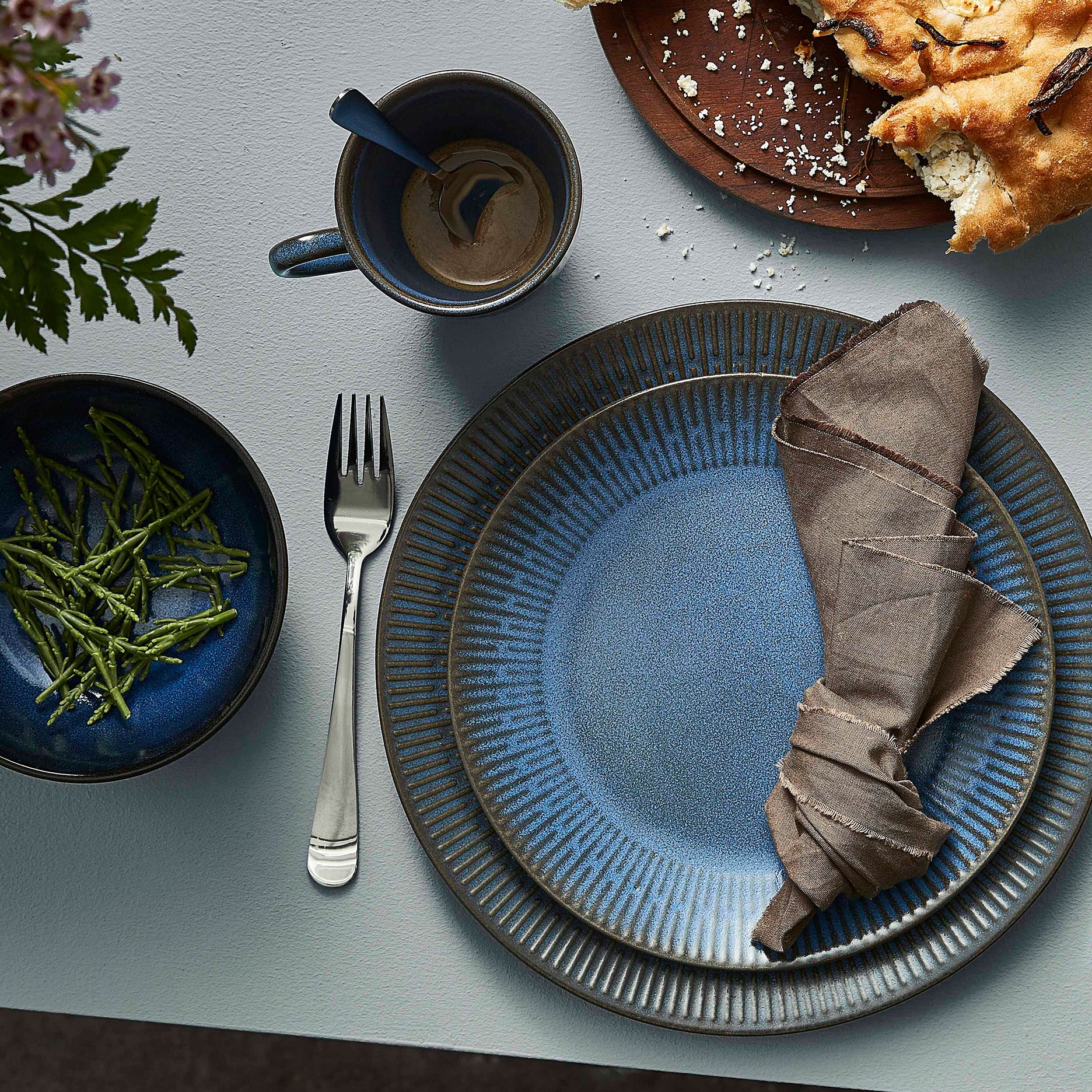 Relief krus 30 cl stentøj blå